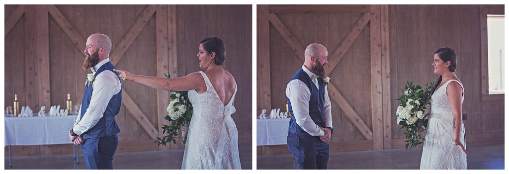 First look with bride and groom