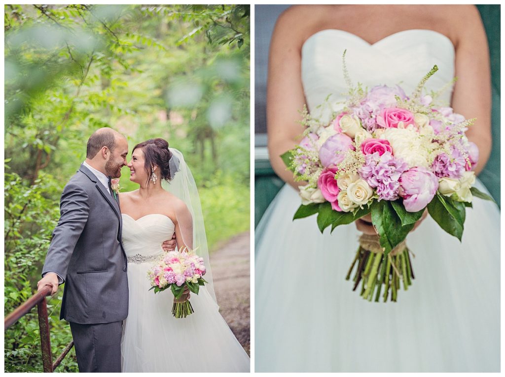 Wichita wedding bride and groom with flowers
