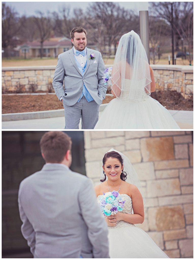 first look with bride and groom