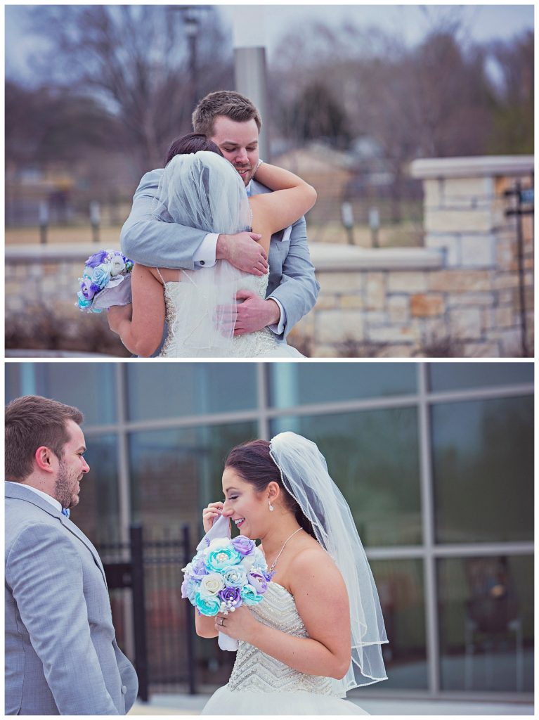 first look with bride and groom