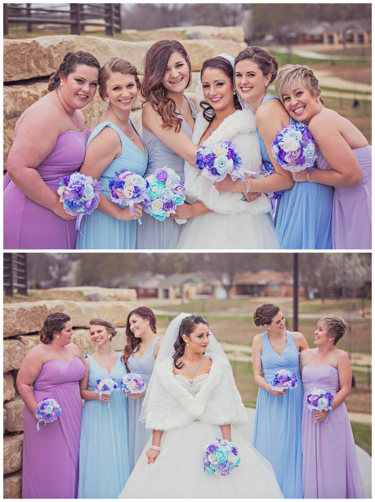 the bride with her bridesmaids