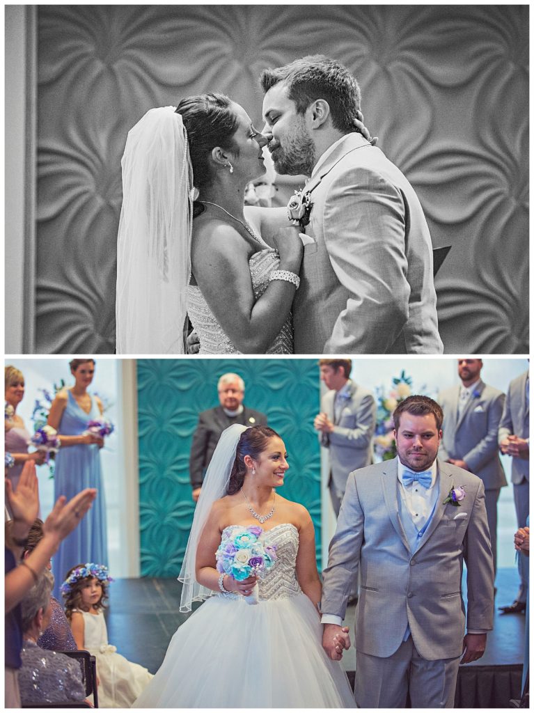 bride and groom kissing at their ceremony