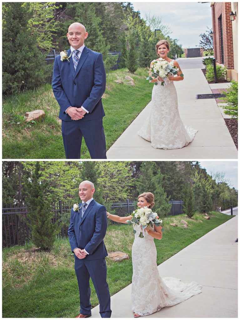 bride and groom first look before ceremony