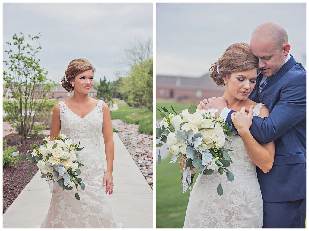bride and groom in romantic pose