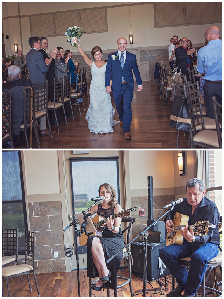 bride and groom entering their reception