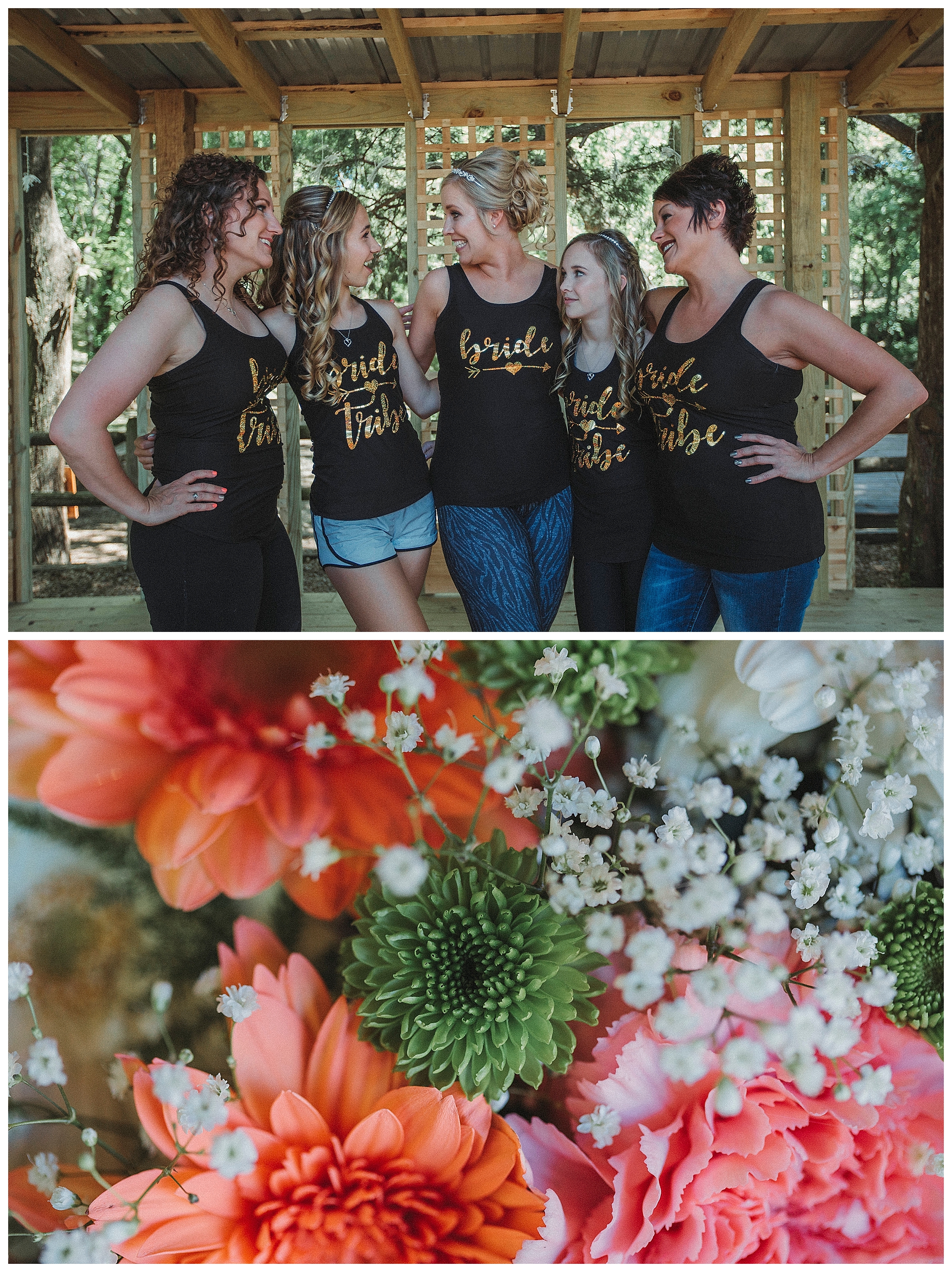 bridesmaids with details of bouqet