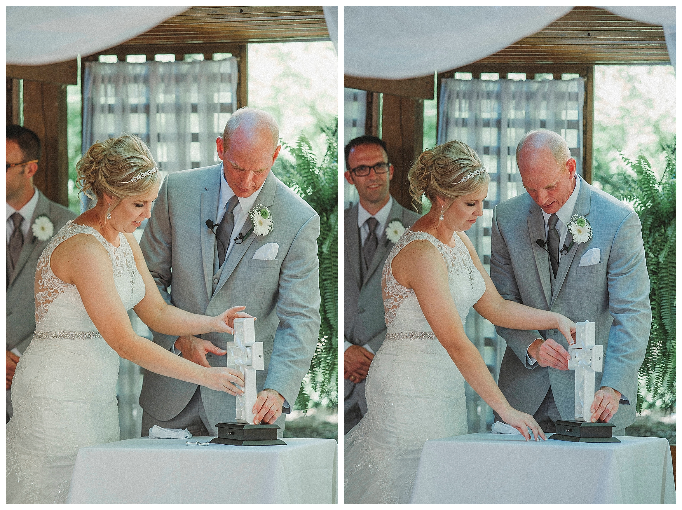 bride and groom doing a unity cross