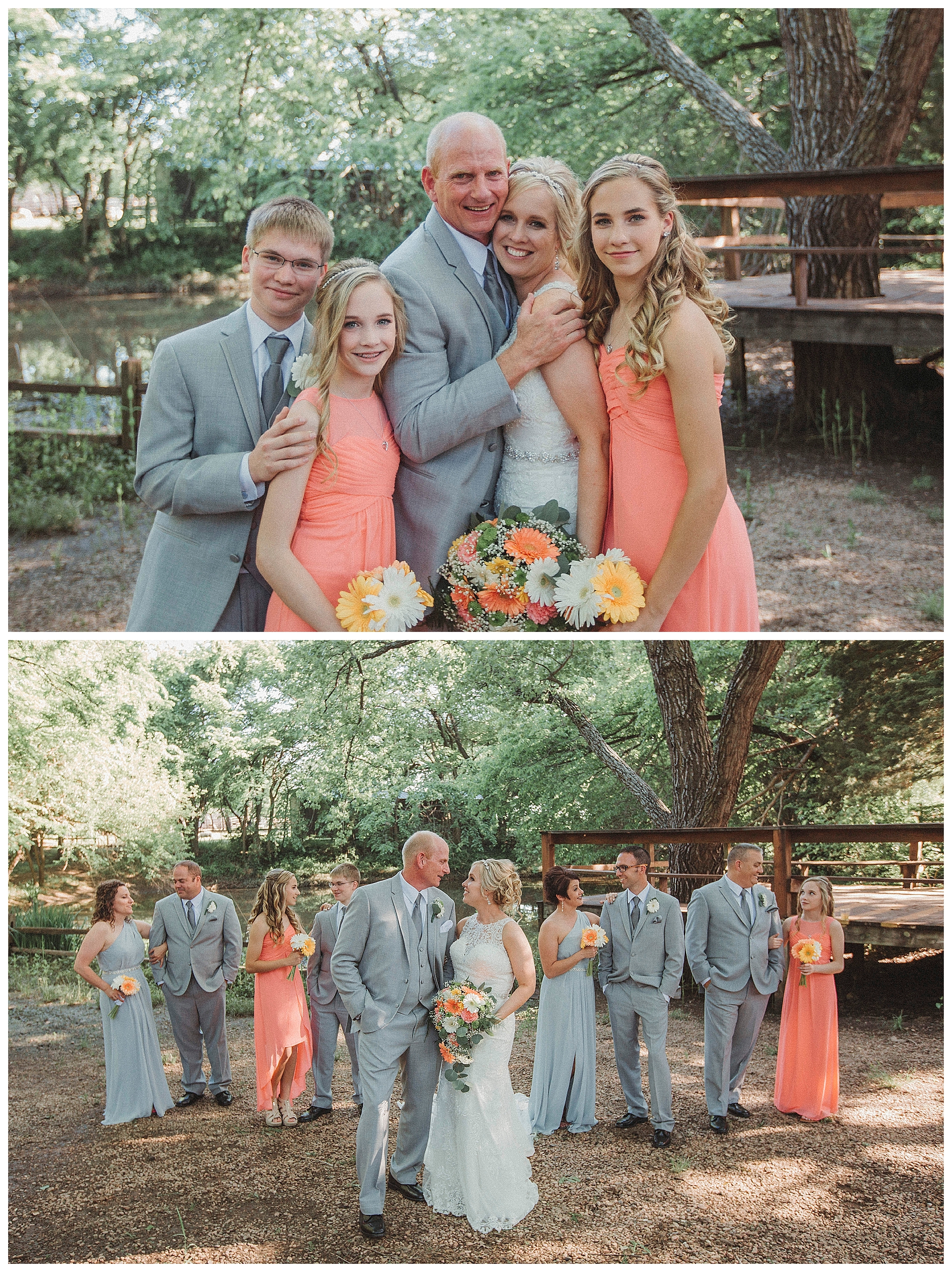 bride and groom with their family