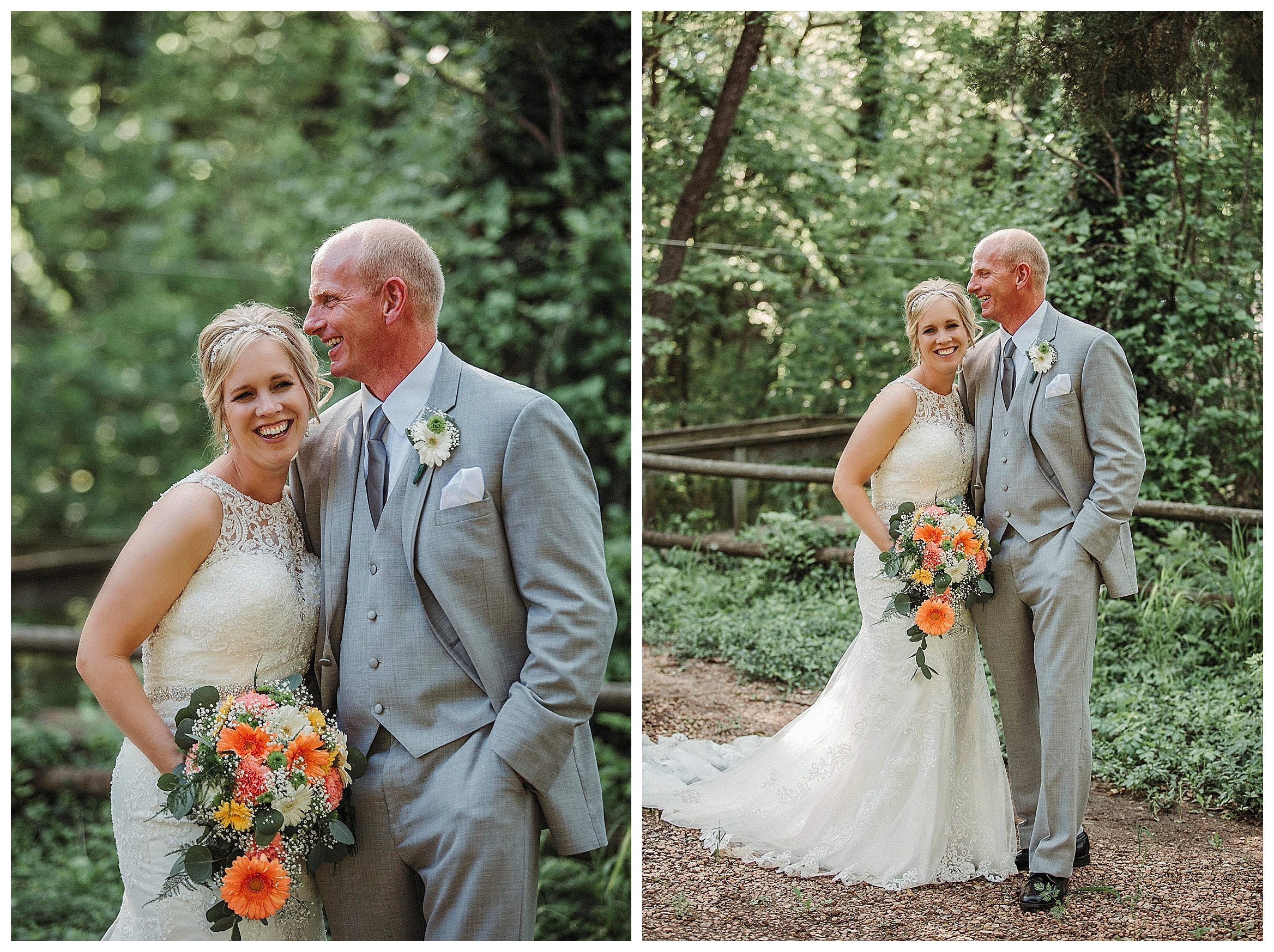 bride and groom on the farm