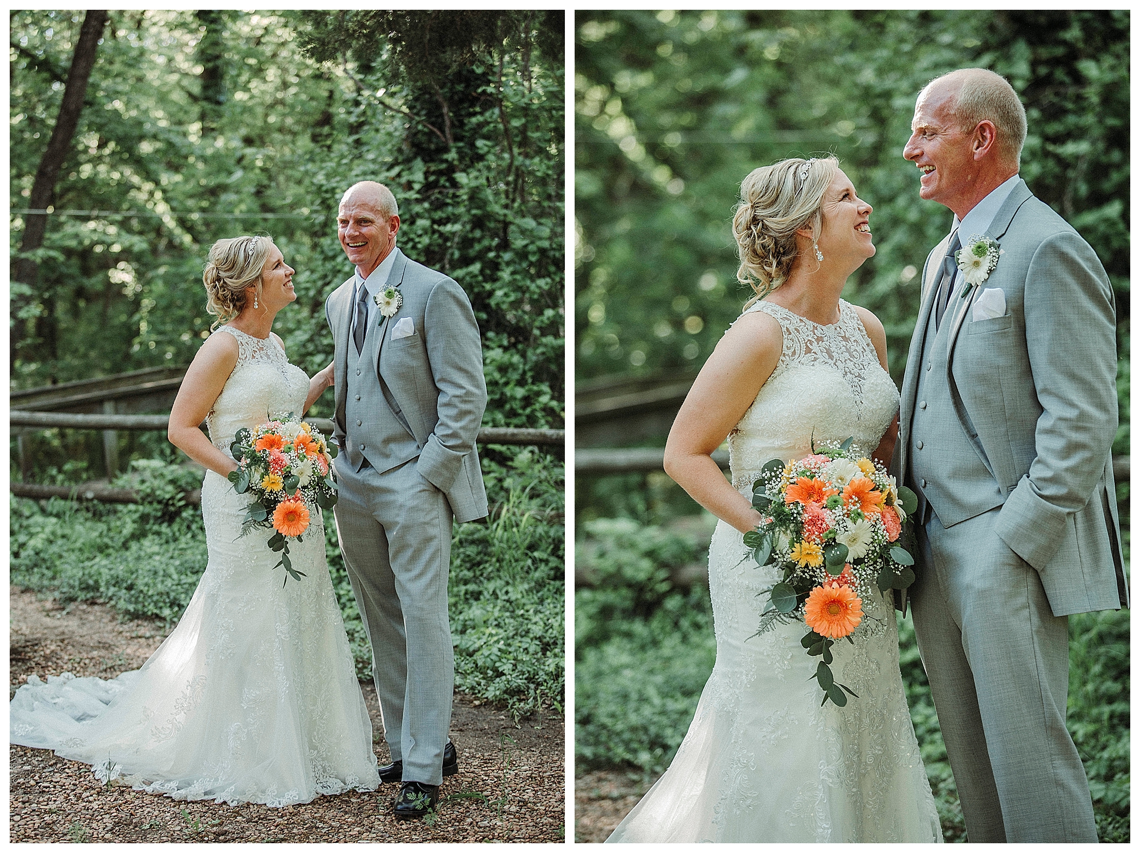 bride and groom on the farm