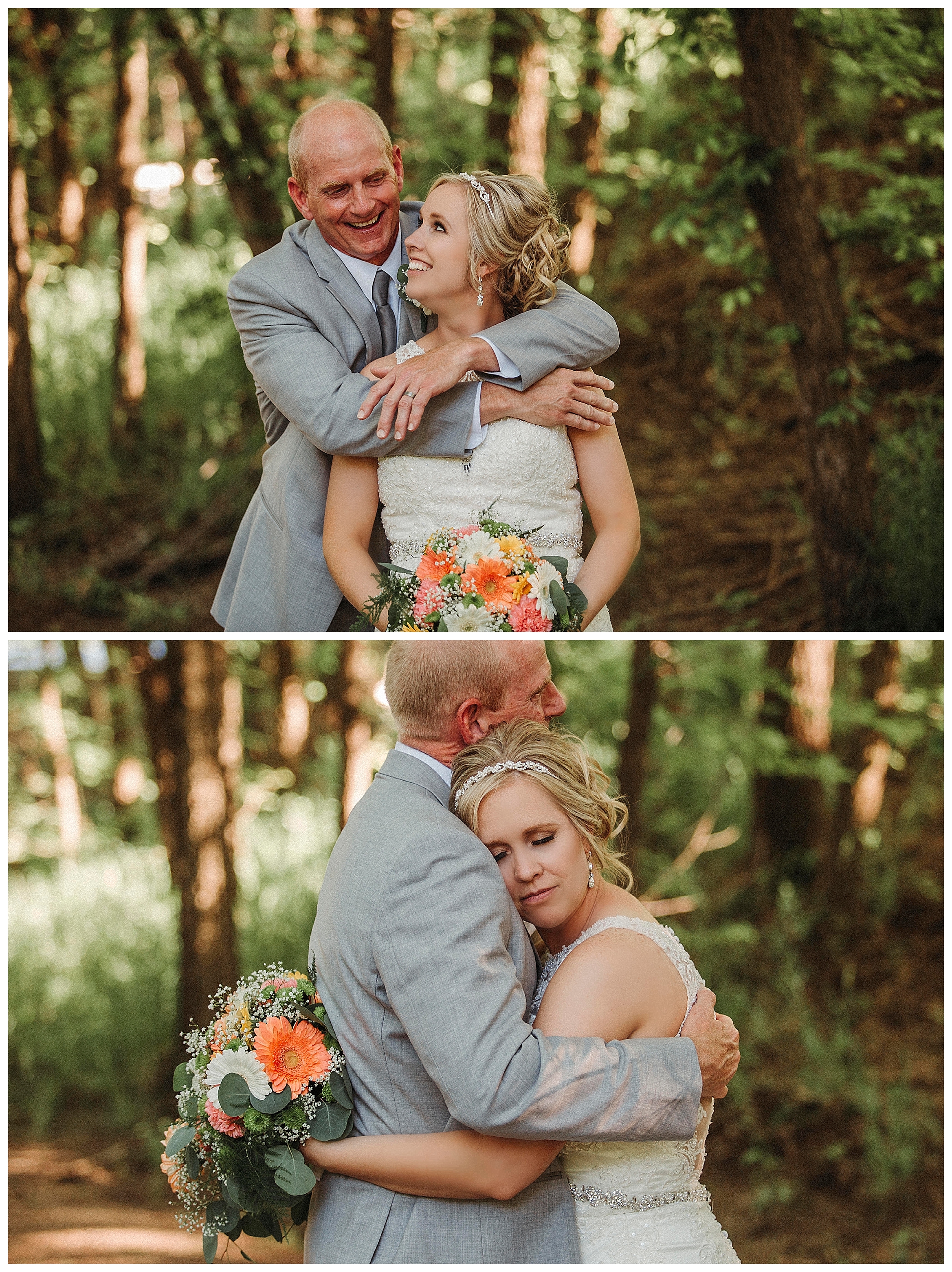 bride and groom holding eachother
