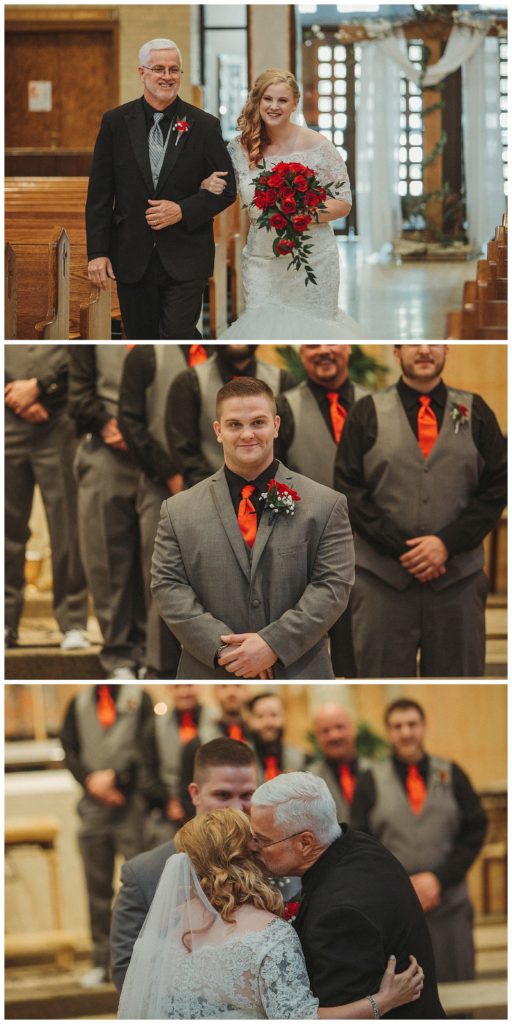 groom seeing his bride for the first time