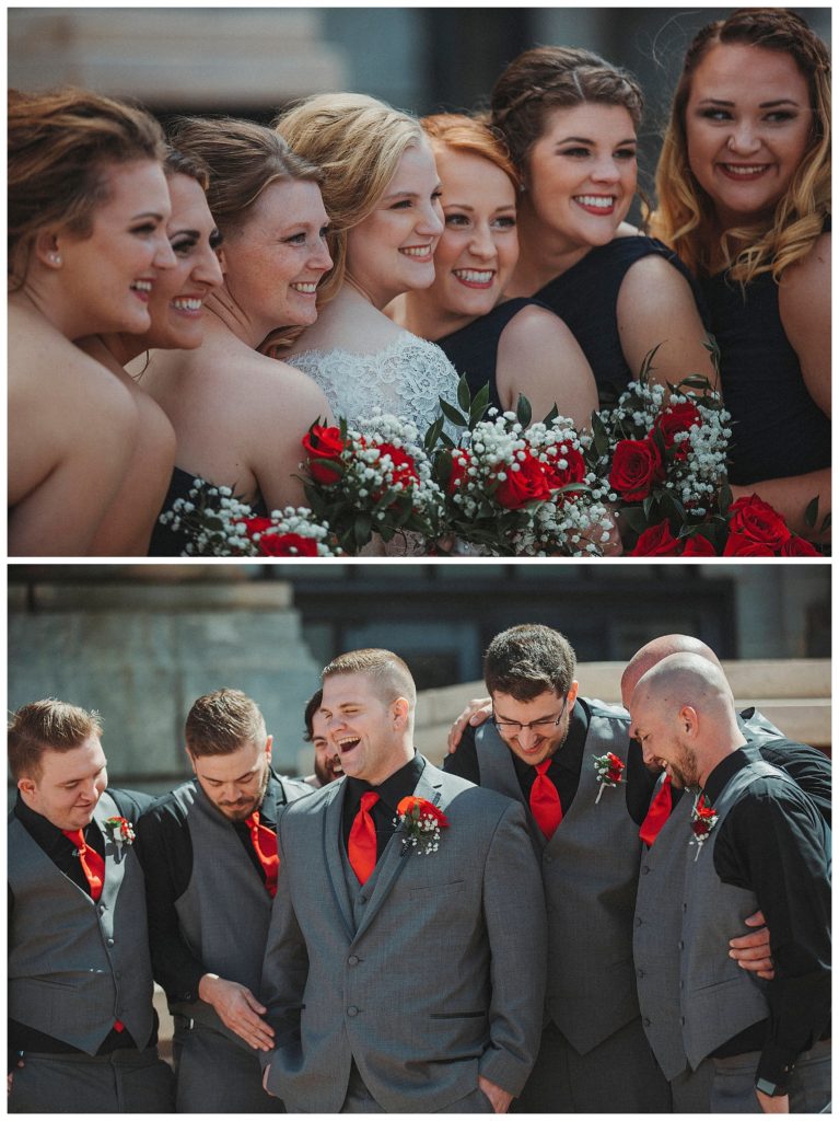 close up of the bridal party