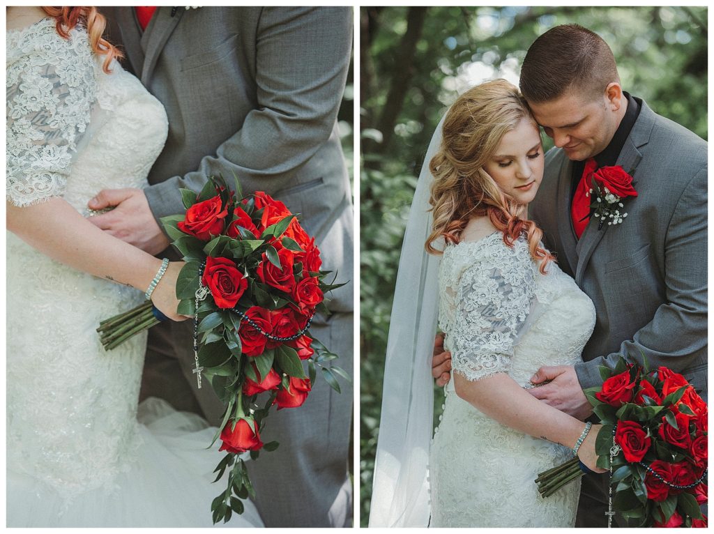 bride and groom cuddling for a pose