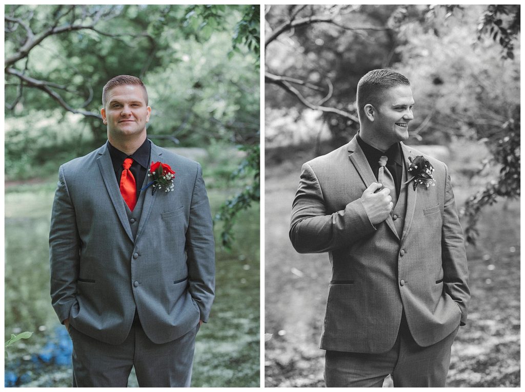 groom posing for his single formals