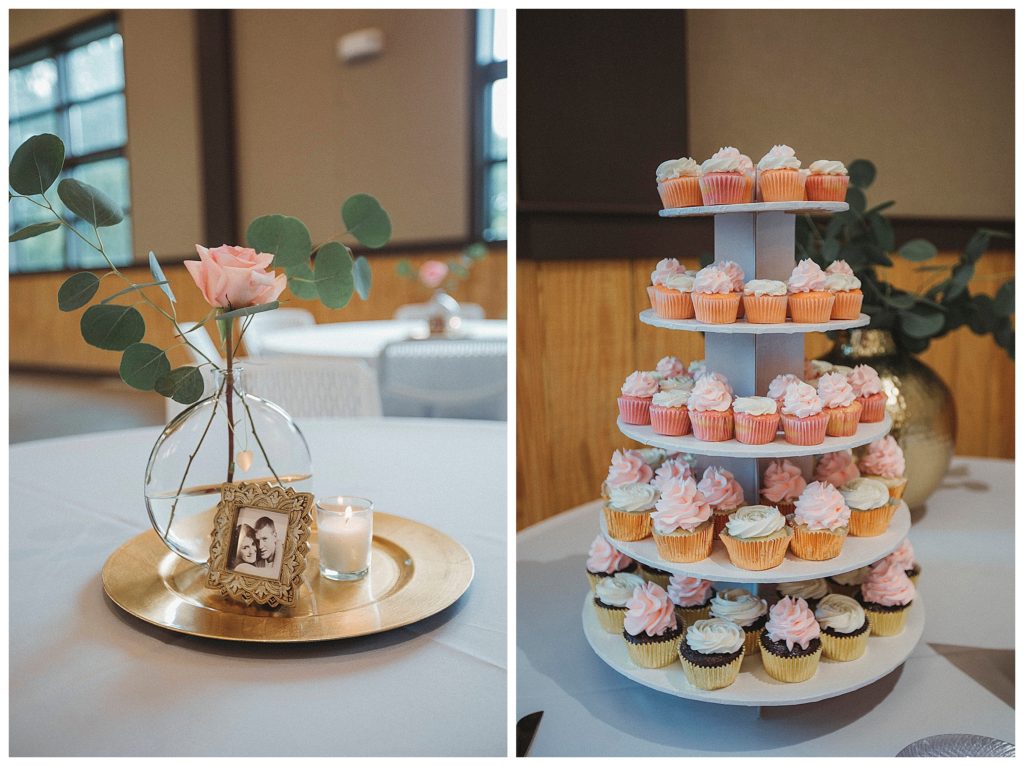 wedding cupcakes and table decorations