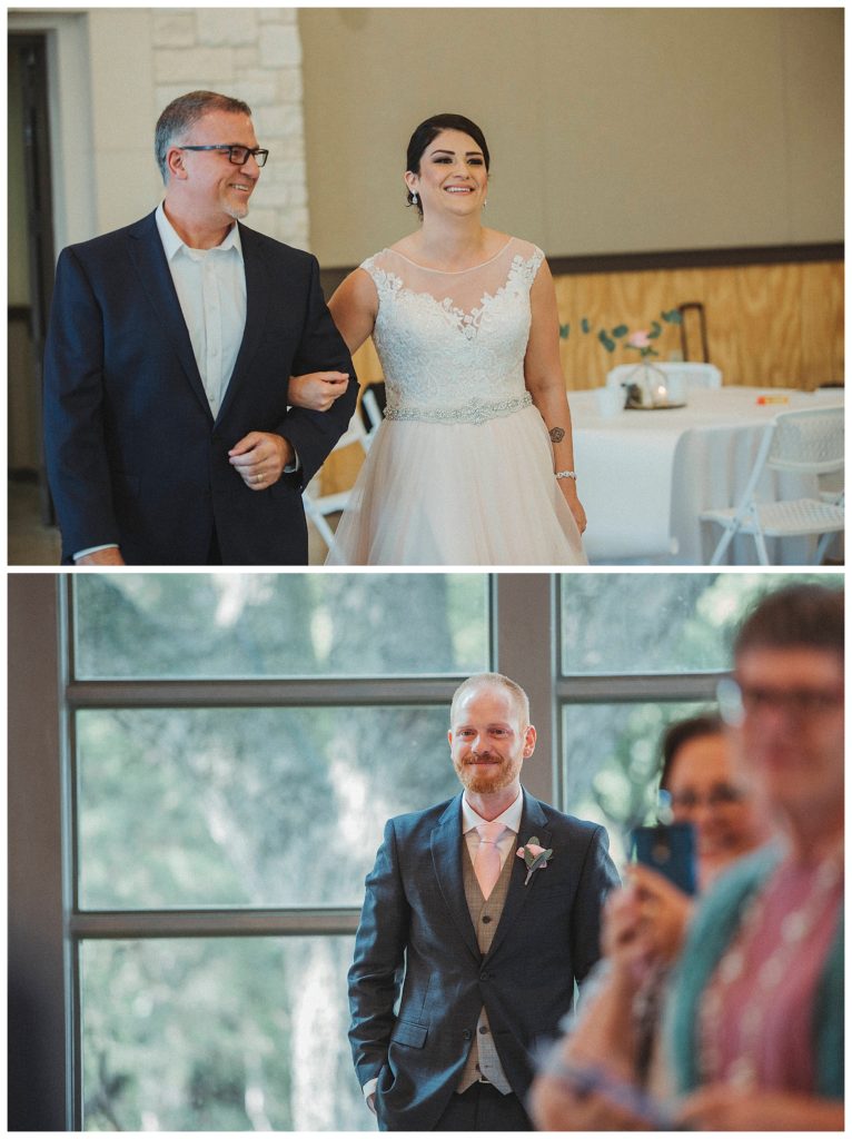 father walking bride down the isle