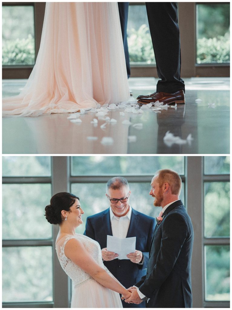 close up of bride and groom getting married