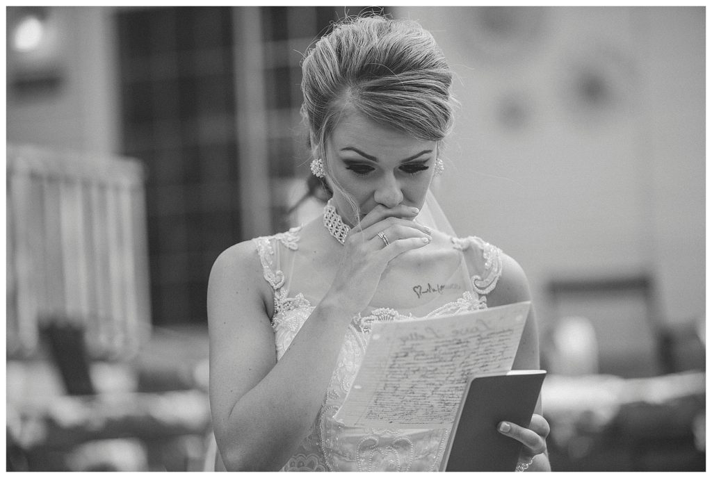 bride reading letter from groom