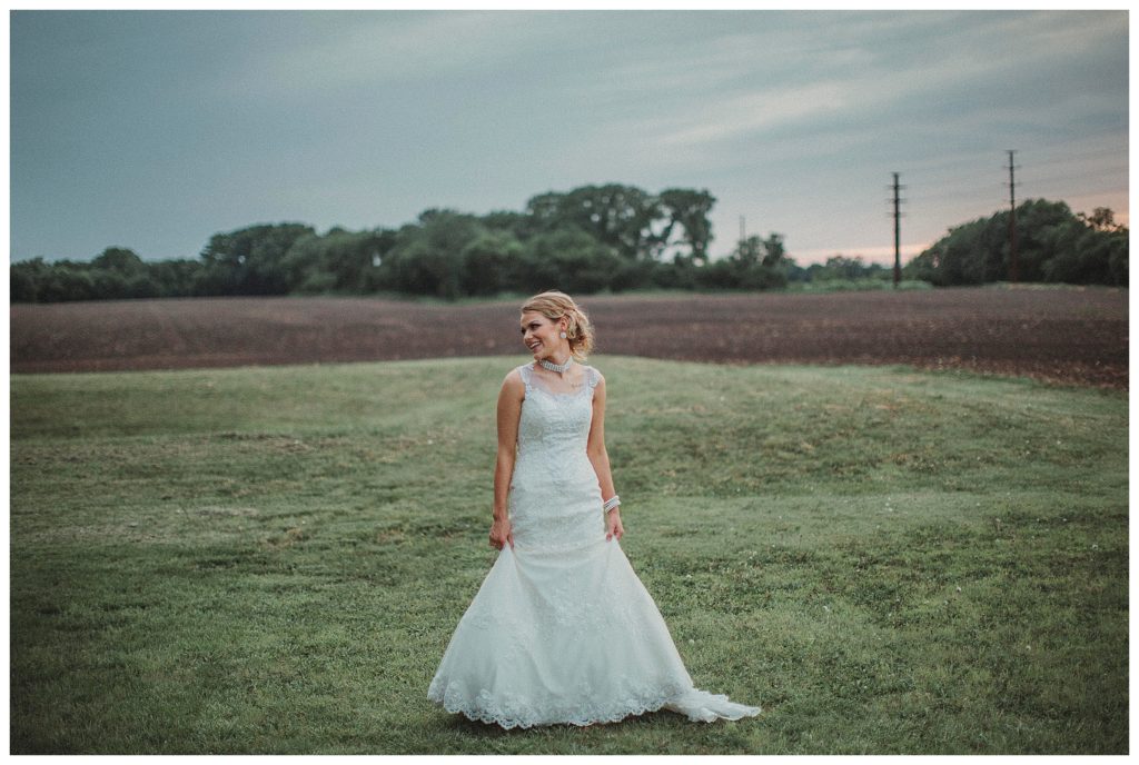 bride laughing in the distance