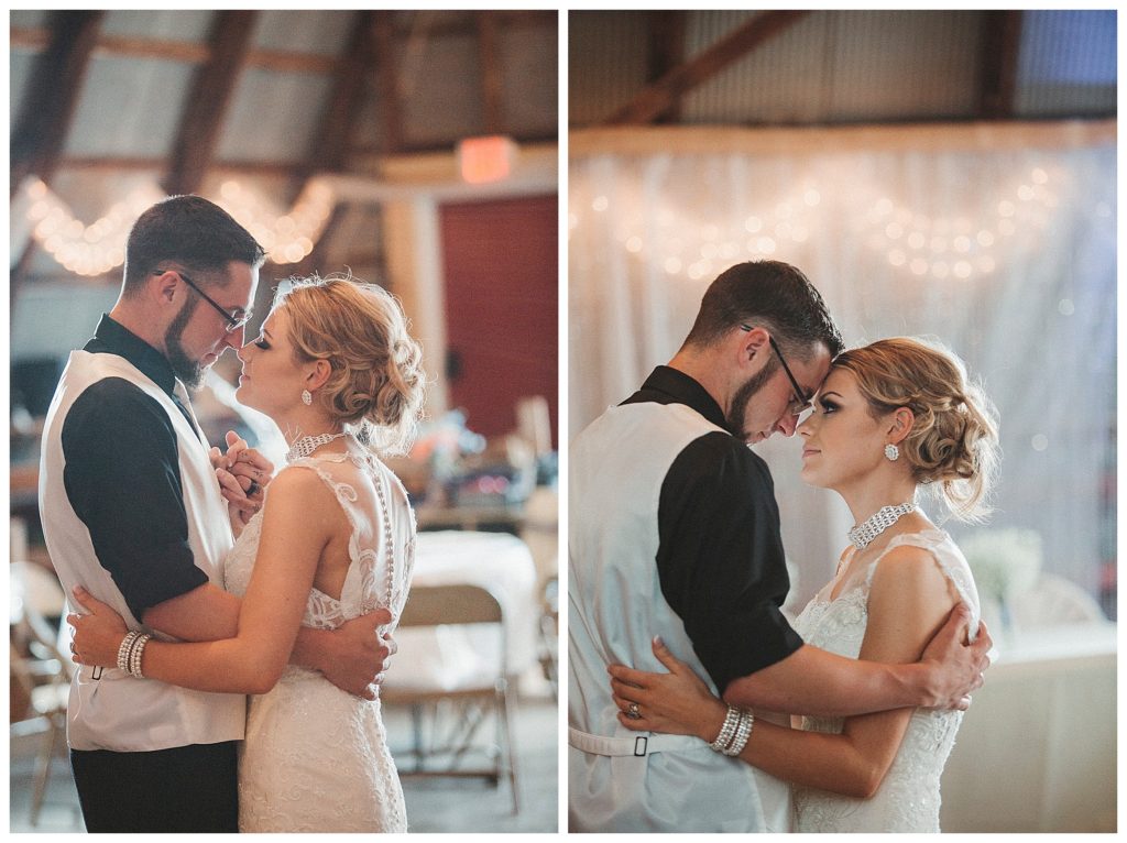 bride and groom having their first dance