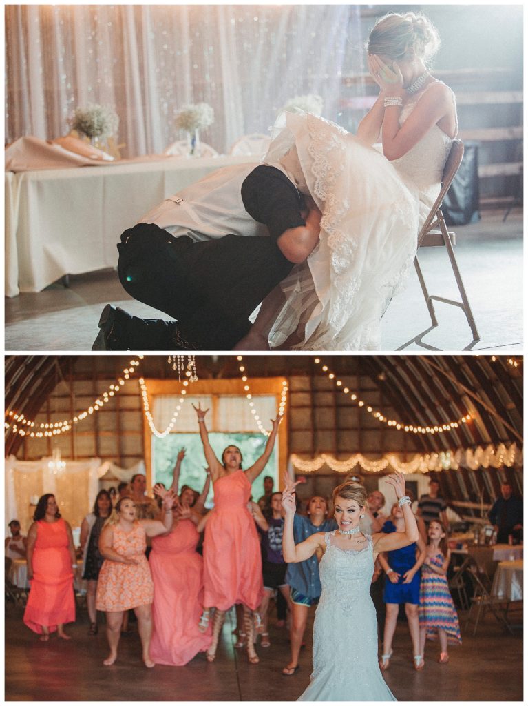 bride tossing the bouquet