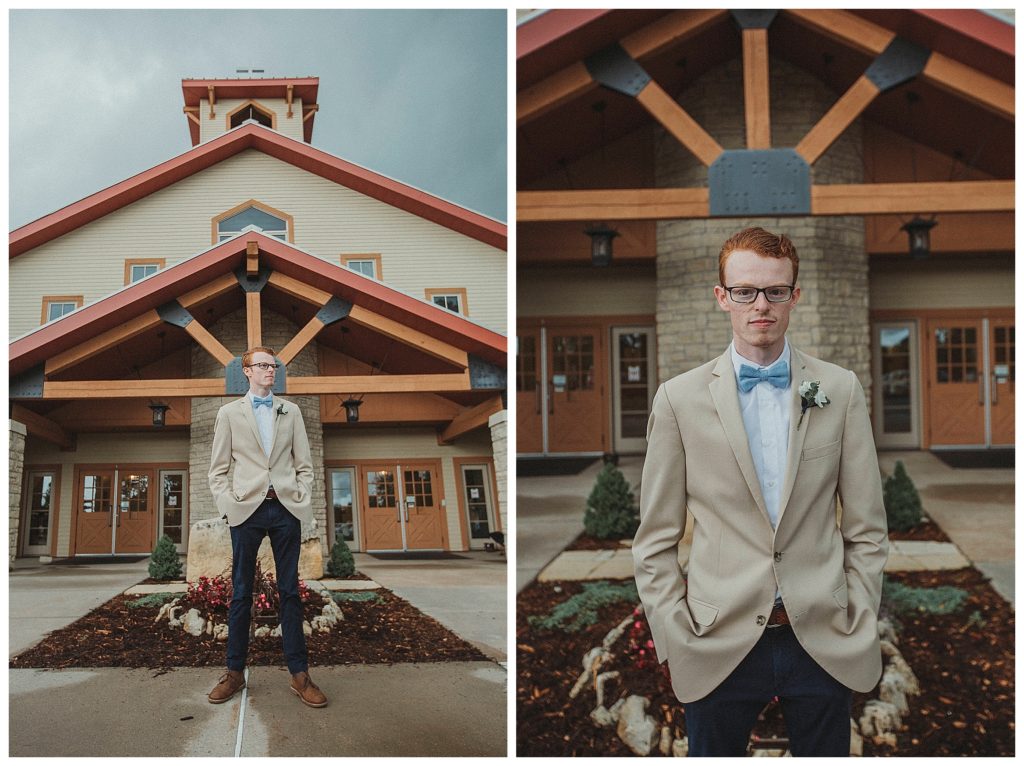 groom in front of the church