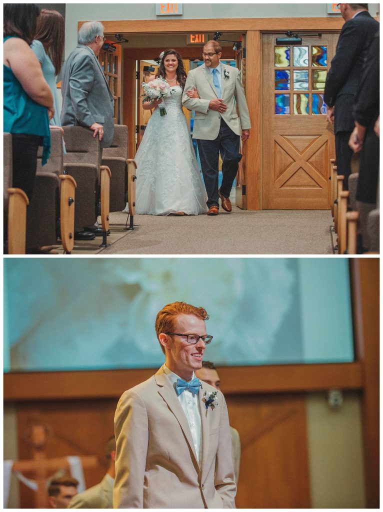 groom seeing his bride down the isle