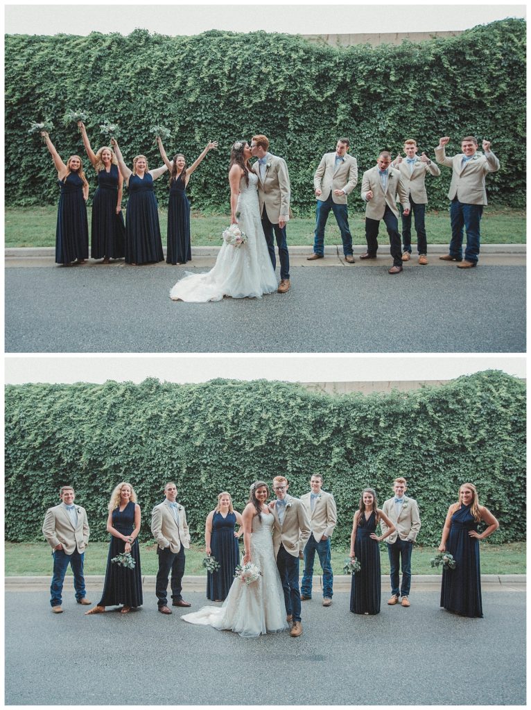 bridal party celebrating