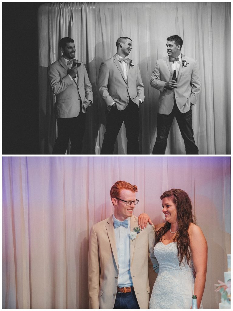 bride and groom during toasts