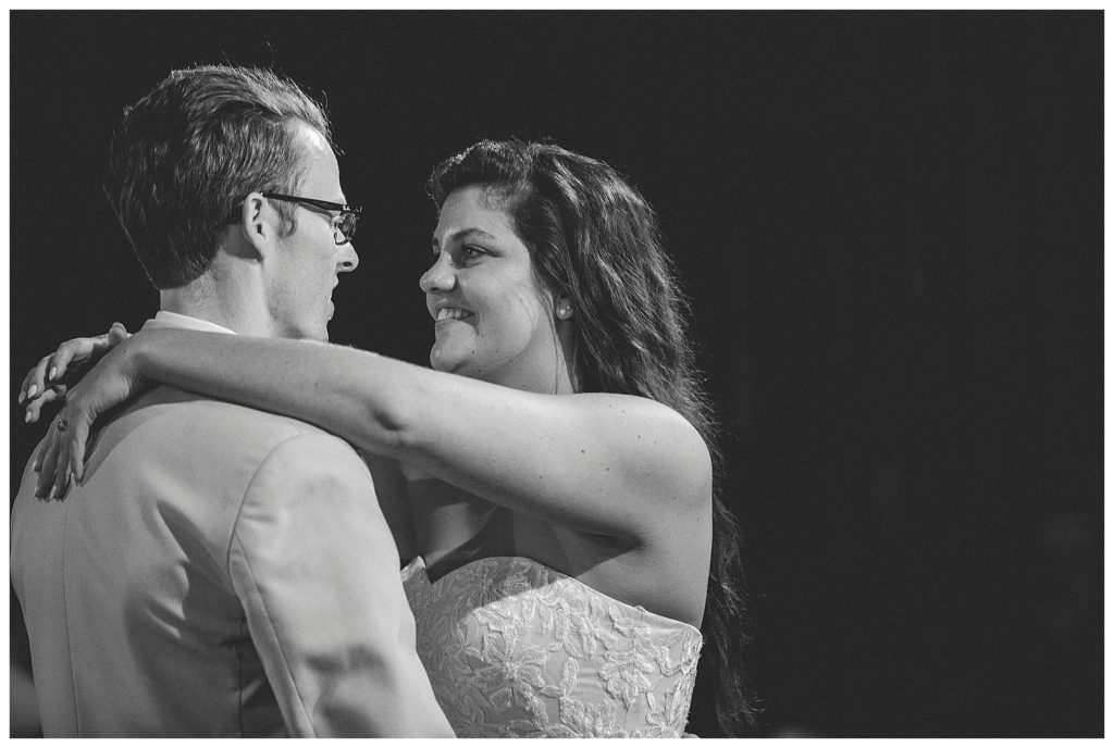 bride and groom dancing