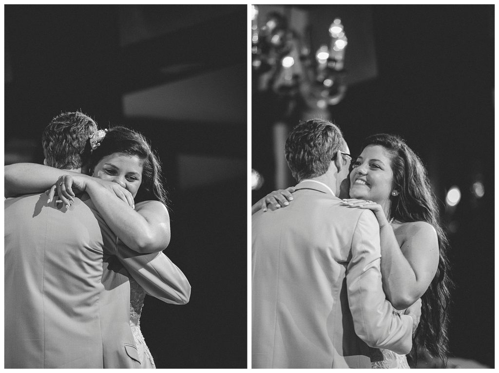 bride and groom dancing