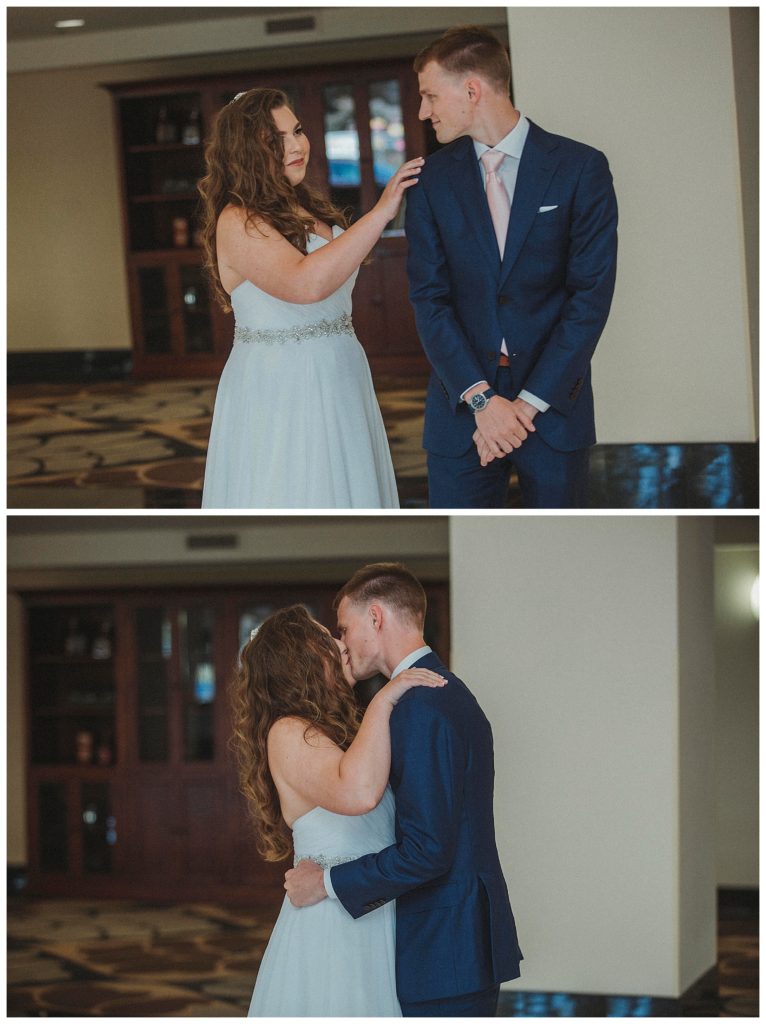 bride and grooms first look