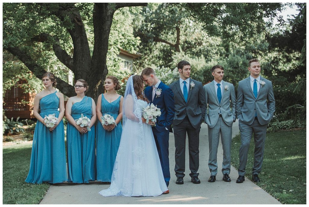 bridal party posing for a picture