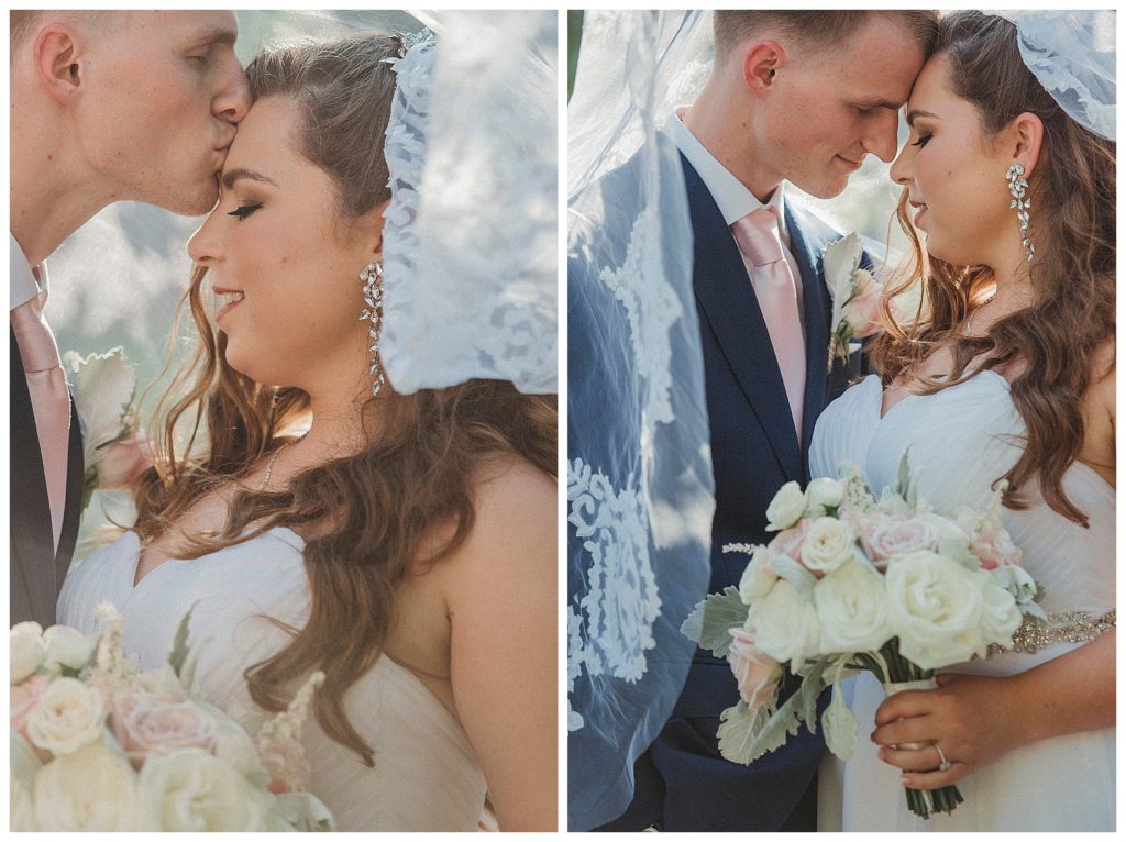 bride and groom under the veil
