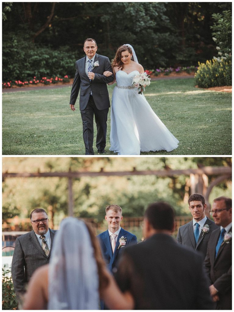 father walking bride down isle