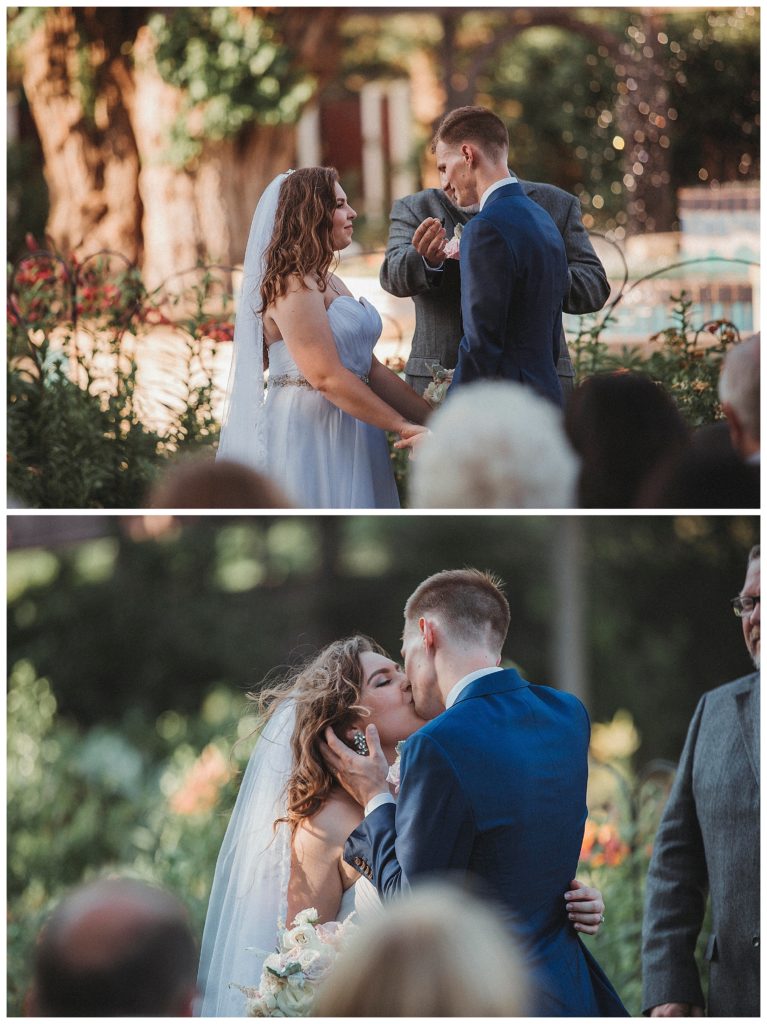 groom kissing his bride