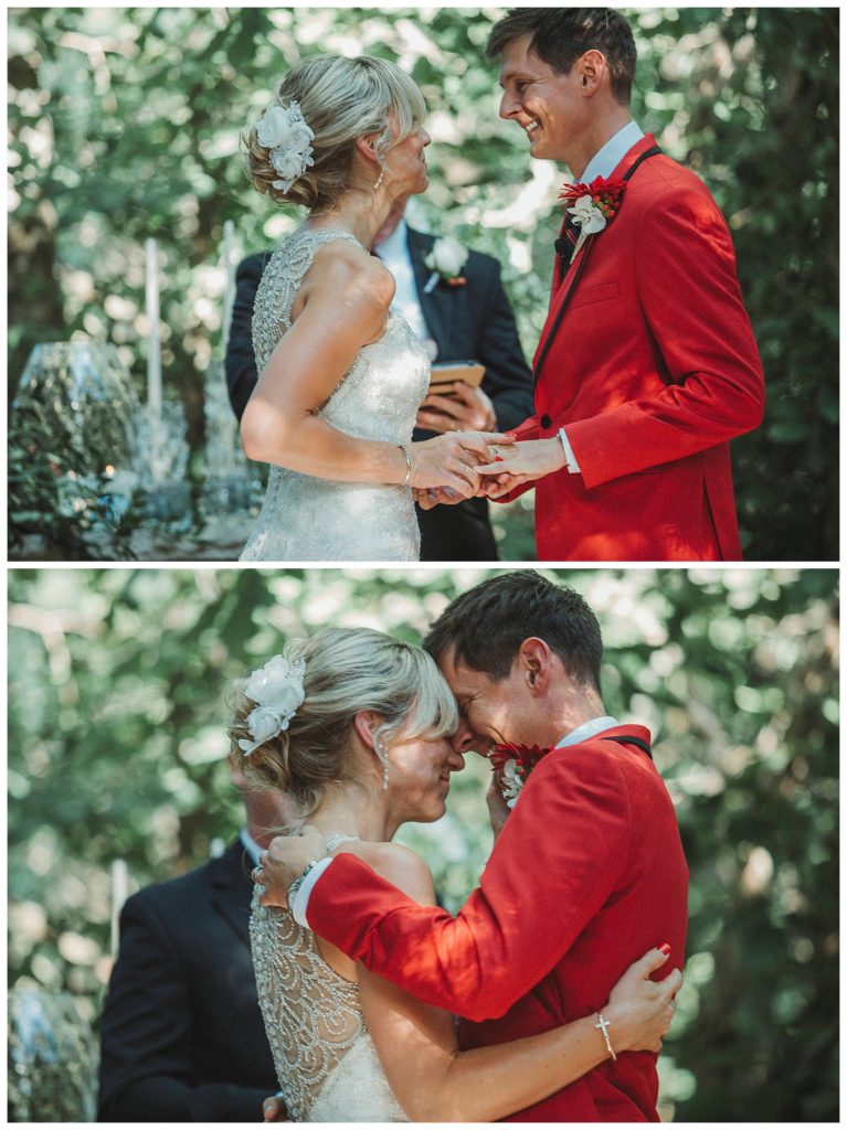 bride and groom exchanging rings