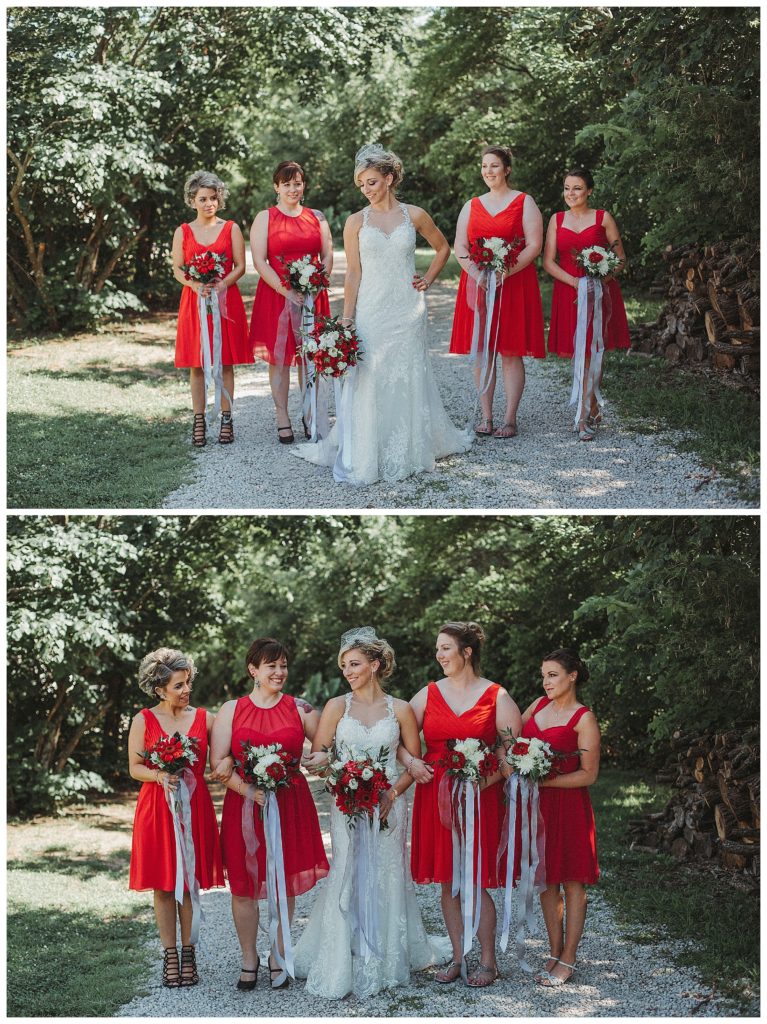 bride with her bridesmaids
