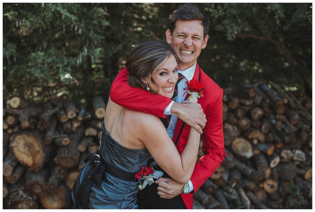 groom putting his sister in head lock