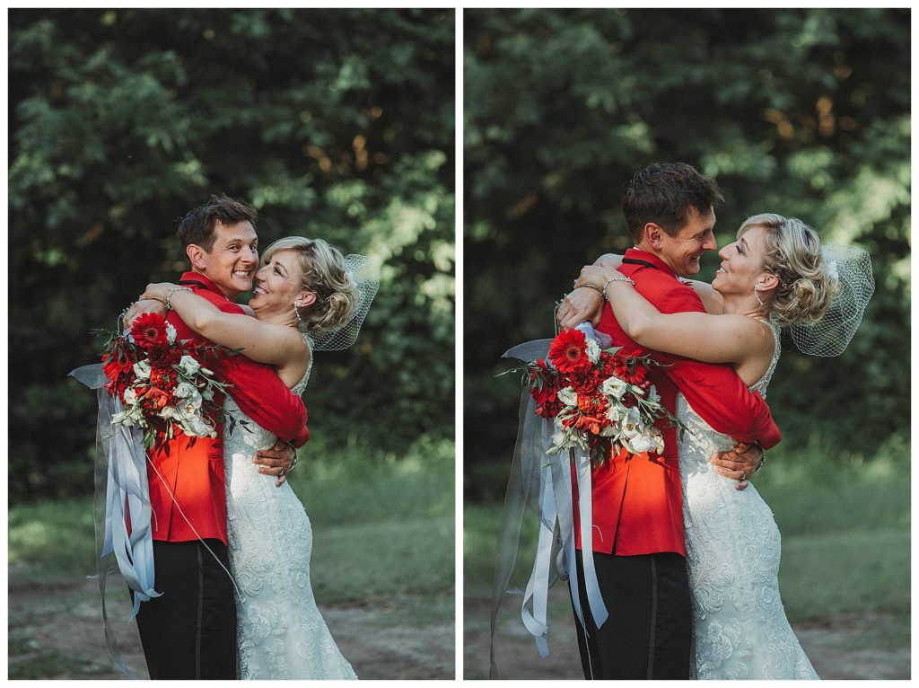 groom holding onto his bride