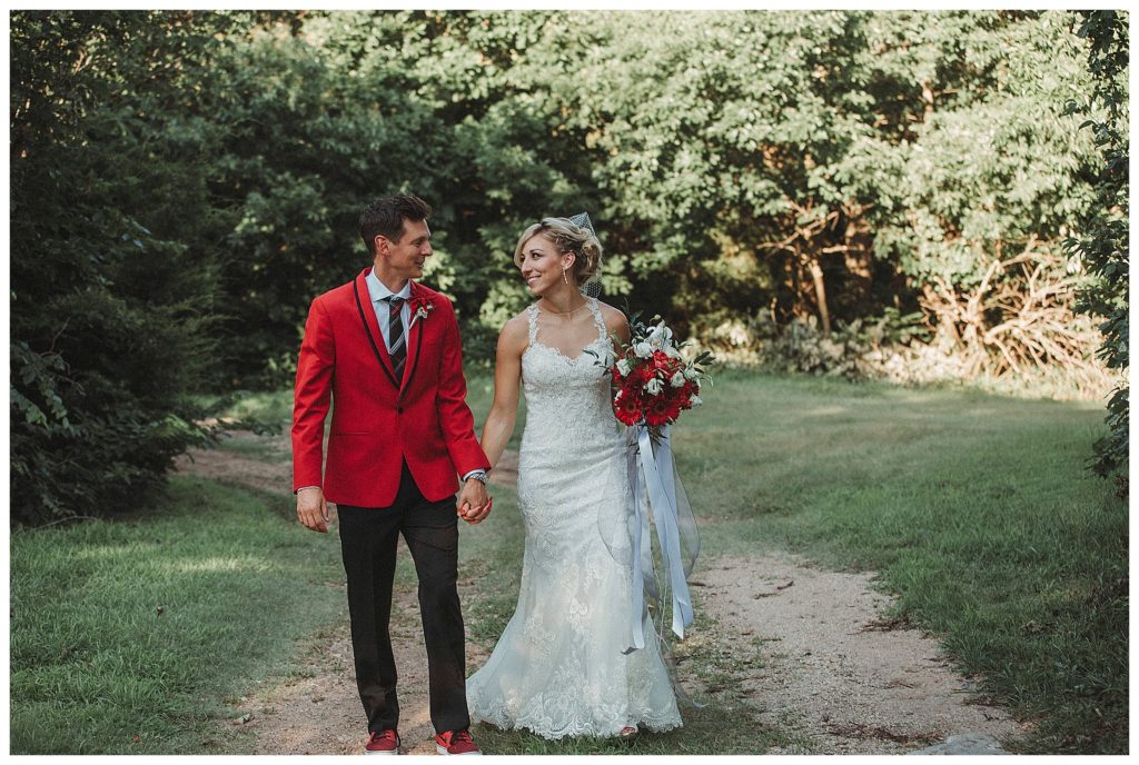 groom walking with his bride