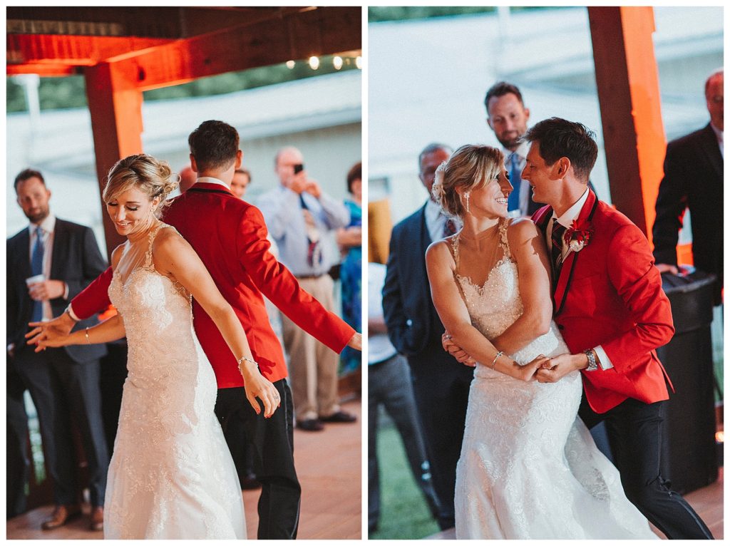bride and groom dancing