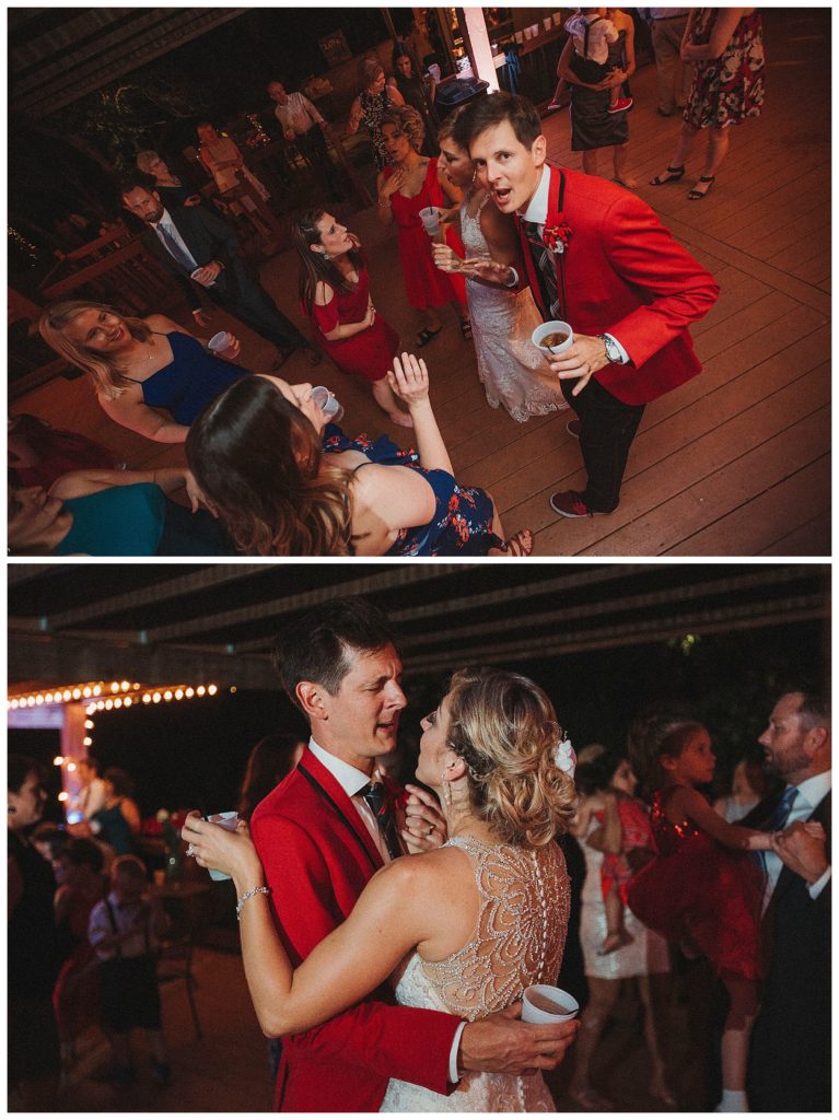 bride and groom dancing