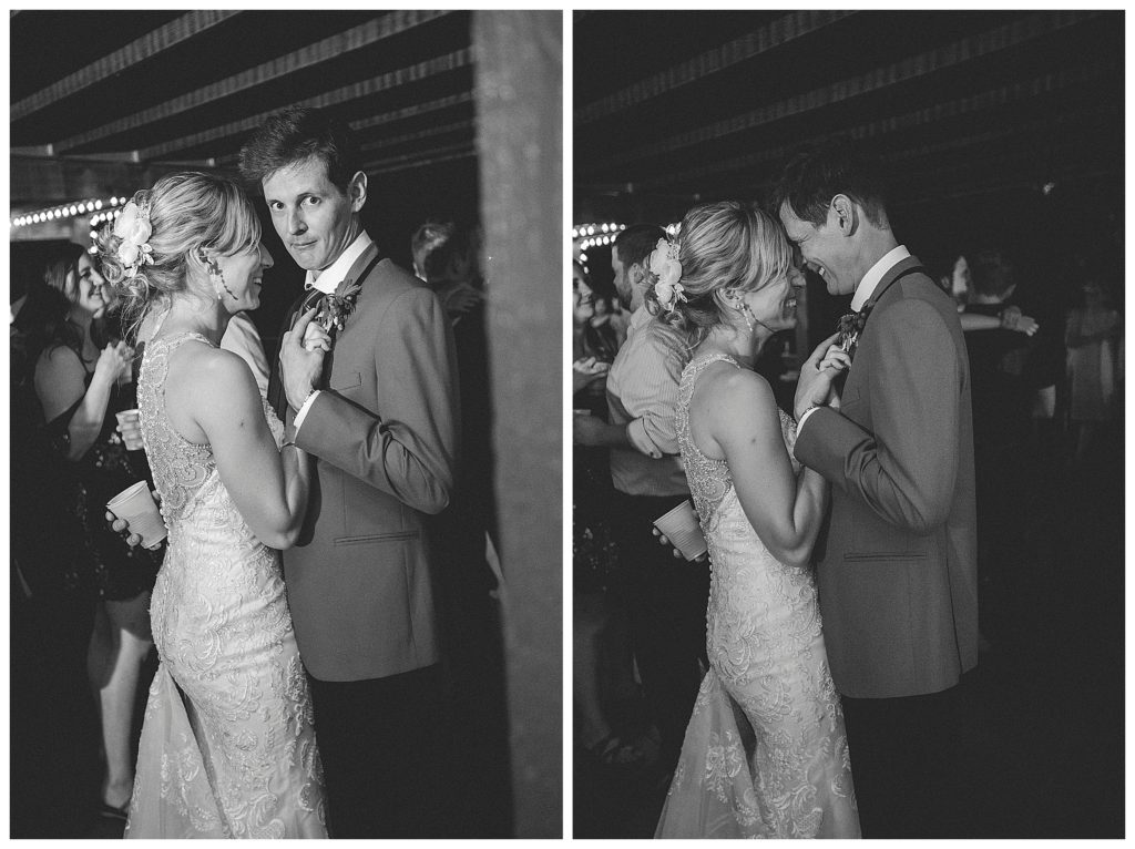 bride and groom dancing
