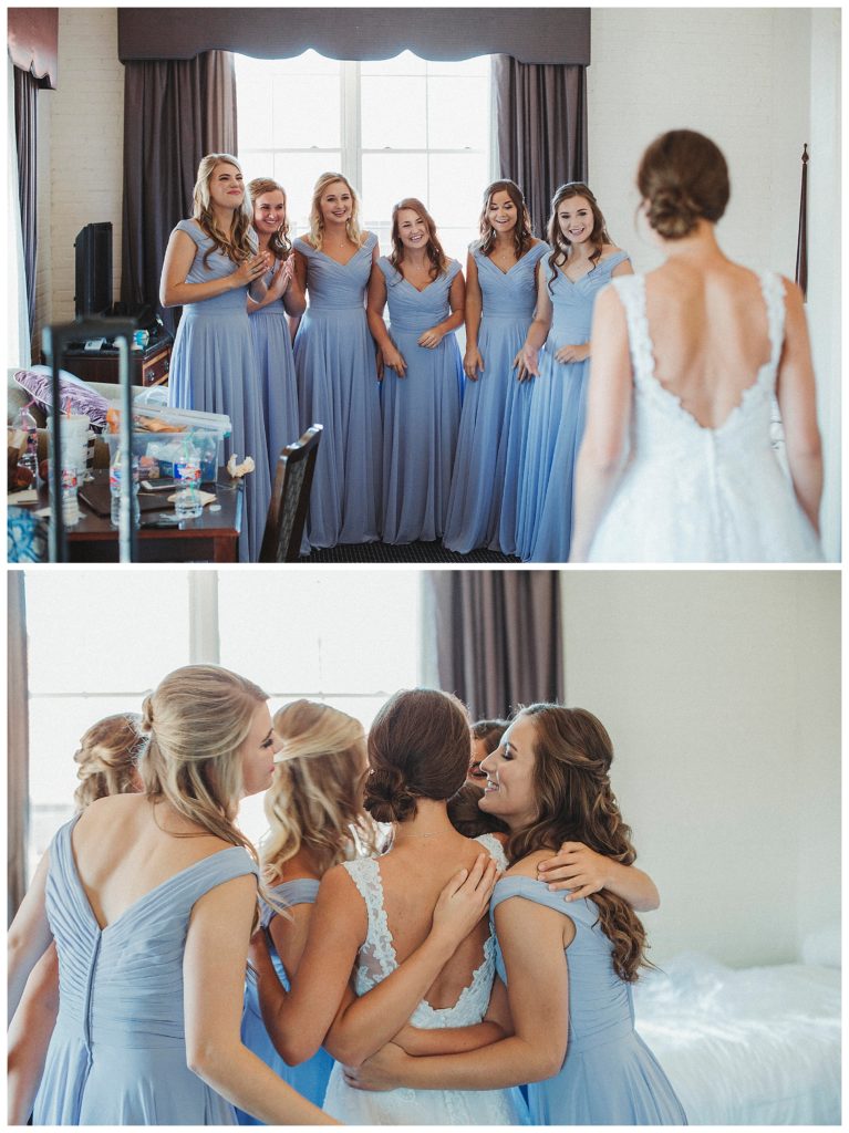 bridesmaids first look of the bride