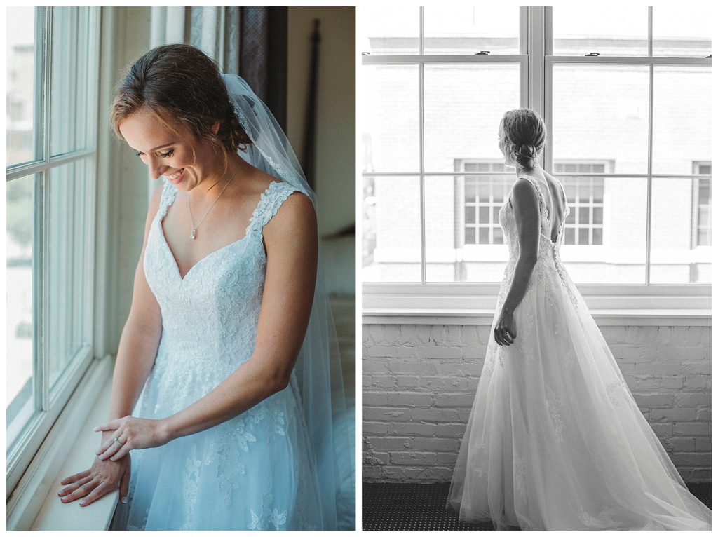 bride looking out the window