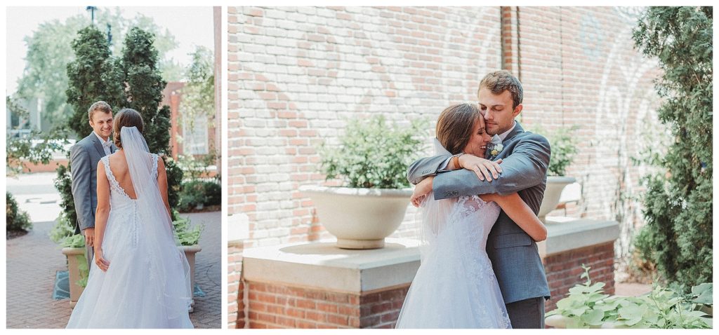 bride and grooms first look