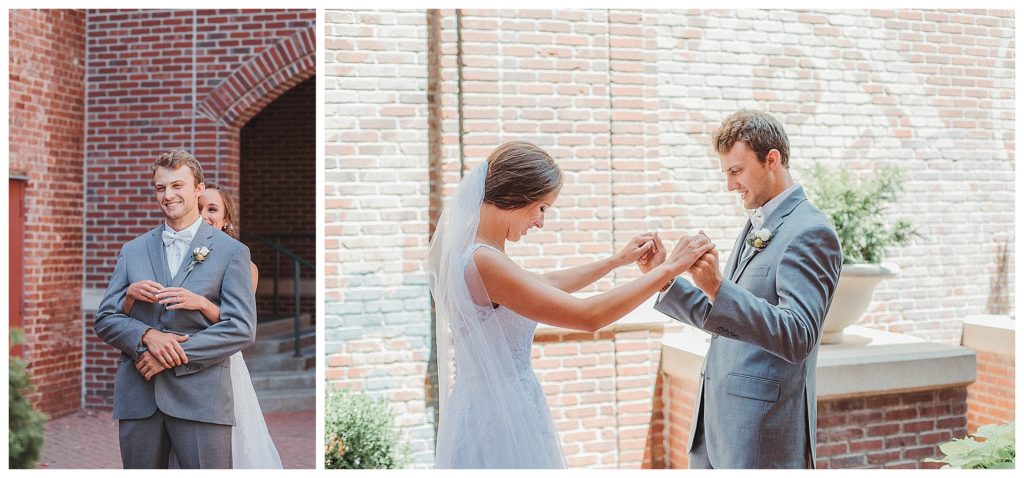 first look of the bride and groom
