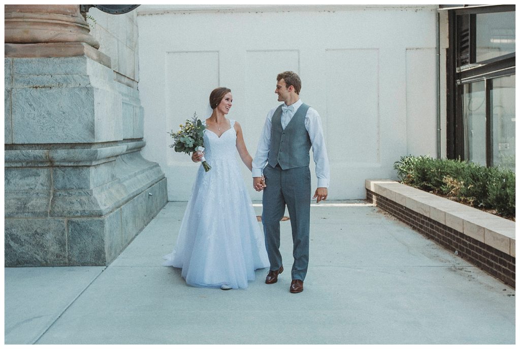 bride walking with groom